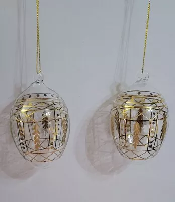 Vintage Egg Shaped Hand Blown Glass Christmas Ornaments • $50