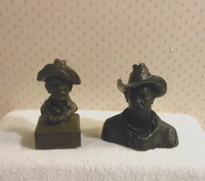 2~~Michael Garman Small Sculpture Bust Statue Of Western Cowboys One Marked 1969 • $32