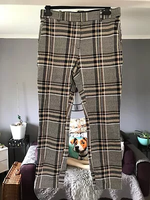 Ladies Nice Size 14 Brown Check Trousers From H&M • £1.50