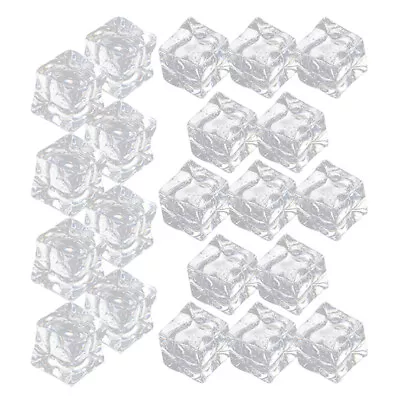 50pcs Fake Ice Cubes Clear Acrylic Ice Cubes Reusable Fake Ice Photography Props • £9.59