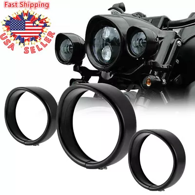 Motorcycle 7  HeadLight 4.5  Passing Fog Lamp Trim Ring Bezel Visor Cover Harley • $37.55