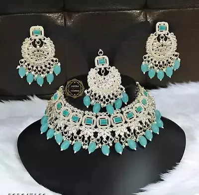 Indian Bollywood Gold Plated Kundan Choker Bridal Necklace Earrings Jewelry Set • $23.99