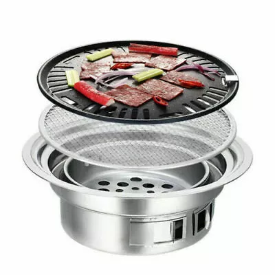 Korean Style Table Charcoal Portable BBQ Grill Camping Outdoor Stainless 29.5cm • $33.99