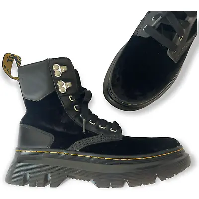 Dr. Martens Tarik Zip Atmos Platform Black Velvet Size 8 Side Zipper Lace Up • $299.99