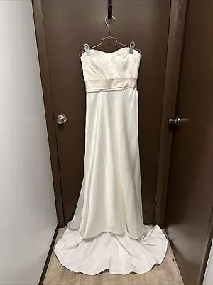 Women’s Size 10 Casablanca Ivory W/ Tan Silk Sash 1974 Wedding Dress NWT $699 • $50