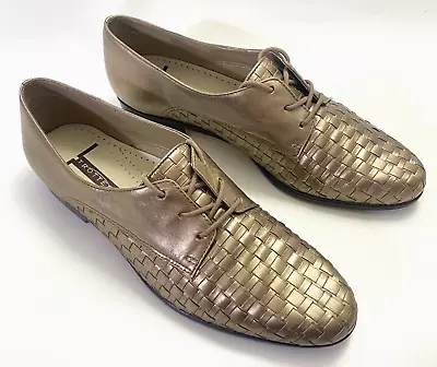 Trotters Woven Bronze Gold Pointed Toe Oxfords Women's Shoes 8.5 N • $28.85