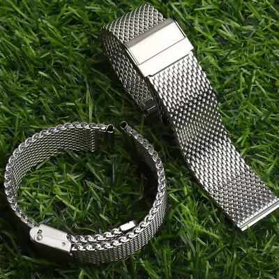 18-24mm Mesh Milanese Stainless Steel Watch Strap Silver Bracelet • £11.85