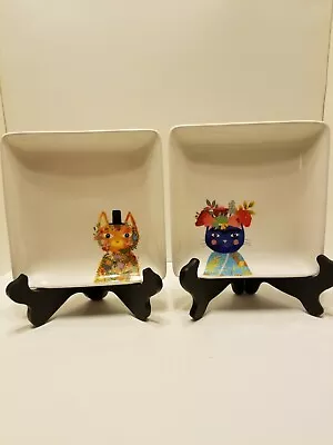 Cat Modern Ceramic Artwork (Set Of 2). 7 ×7  • $40