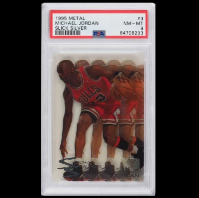 $279 • Buy 1995 NBA Metal Slick Silver Michael Jordan #3 PSA 8 NM-MT