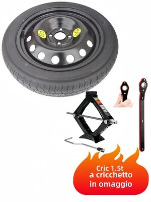 Rueda De Repuesto (Ruotino) Nuevo Para Peugeot 2008 - Medida 125/80 R16, 4 Tornillos, Llanta De Acero Negra