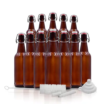 $36.99 • Buy Nevlers 16 Oz. Airtight Glass Swing Top Beer Bottles - Amber Glass (Pack Of 12)
