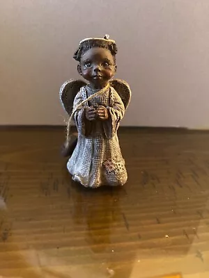 Vtg '90 Sarah's Attic Black Angel Figurine  Pansy  3.75  Limited Edition • $13