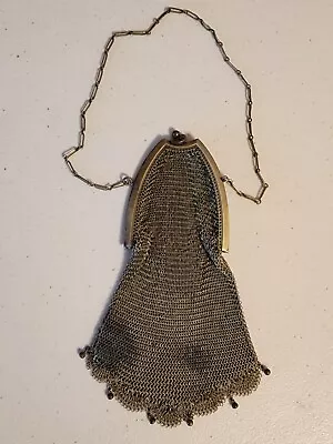 Antique Small Metal Mesh Purse With Metal Handle And Clasp • $22