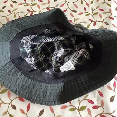 WAX BUCKET HAT XL GREEN TARTAN LINED. New Unisex • £4.99