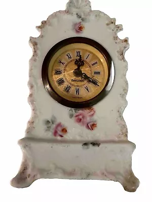 Vintage Dresden Mercedes Wind Up Miniature Porcelain Mantle Clock Germany-Works • $55