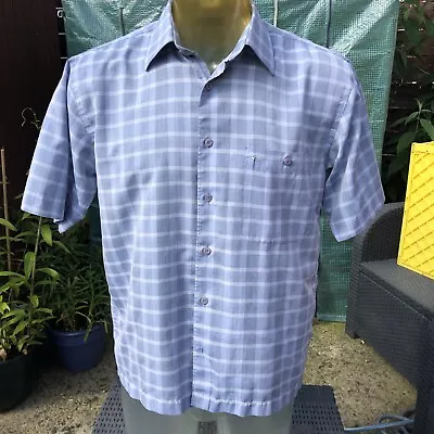 Mens GABICCI Light Blue Short Sleeve Check Shirt Summer Shirt Italy Size M READ • £9.99