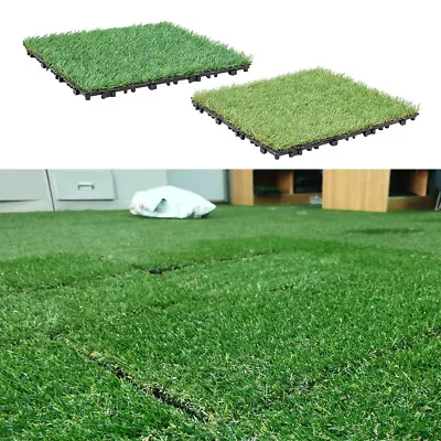 11/22x Realistic Grass Decking Tiles Garden Patio Balcony Interlocking Flooring • £40.95