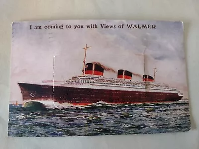 Novelty Pull Out Postcard  Views Walmer Cruise Ship  Artist Bernard Church  • £5