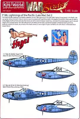 Kits World Decals 1/48 LOCKHEED P-38L LIGHTNING Pacific Late War Versions Set 2 • $12.99