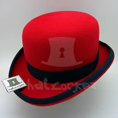 CLASSIC Wool Felt Men Bowler Hat Women Derby Billycock Gangster | 57cm | Red • $66