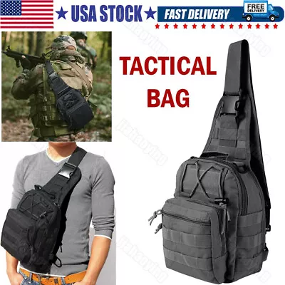 Men Backpack Molle Tactical Sling Chest Pack Shoulder Bag Outdoor Hiking Travel • $11.99