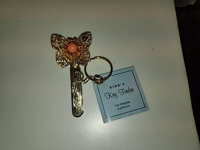 Vintage King's Key Finder Butterfly LA Gold Key Ring Clip Tone Stone • $20