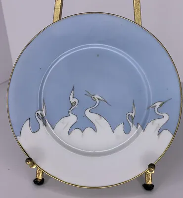 VTG Hand Painted Mitsu-Boshi NIPPON Blue W White Cranes 6-1/8  BISQUIT PLATES • $28.97