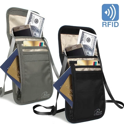 $18.04 • Buy Travel Neck Pouch For Men & Woman RFID Blocking Anti Theft With Neck Strap-AU