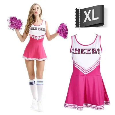 HIGH SCHOOL GIRLS CHEER OUTFIT Musical Uniform Team Sport Cheerleader + Pompom • £10.95