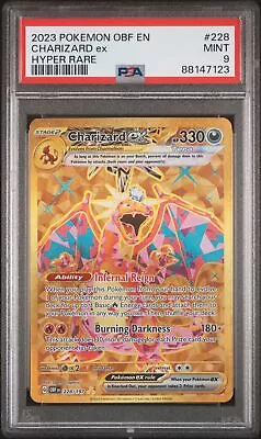 Charizard Ex 228/197 - PSA 9 - Obsidian Flames - Full Art Hyper Rare - Pokemon • $34.95