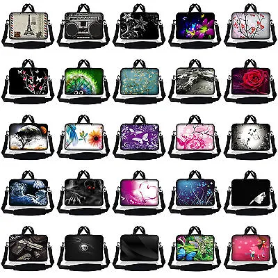 Laptop Neoprene Bag Case Sleeve With Shoulder Strap Fits 10 Inch To 17.4 Inch • $21.95