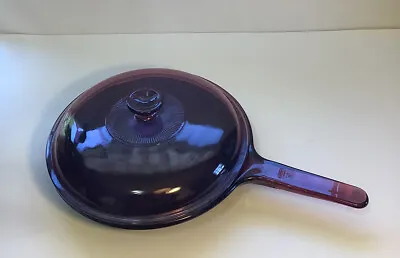 Vision Corning Ware Cranberry Teflon 10” Skillet Pyrex Glass Cookware With Lid • $32.99