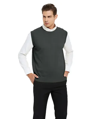 $31.99 • Buy Mens Sweater Vest V Neck Sleeveless Pullover Basic Cable Knit Work Casual S-2XL