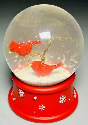 Vintage Red Cardinal Snow Globe Birds On Tree Christmas Water Globe Holiday 3.5” • $16.19