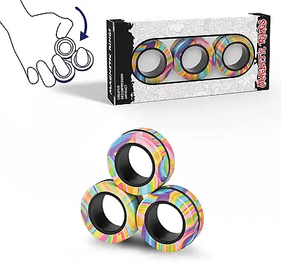 Magnetic Rings Fidget Toy Set Idea ADHD Fidget Toys Fidget Magnets Spinner • $13.64
