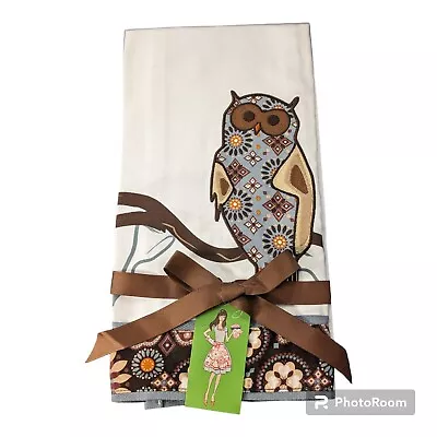 Vera Bradley Birdie Tea Towel Dish Towel Canyon Owl Bird Blue Brown NEW In PKG • $9.95