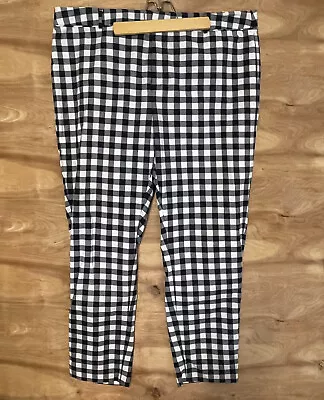 Crown & Ivy Gingham Plaid Blue Tapered Flat Front Pants Size 20w X 29” L Stretch • $25