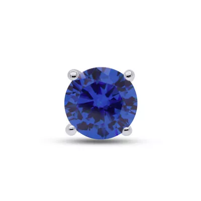 Solitaire Single Studs Earrings Simulated Blue Sapphire 10K White Gold • $64.39