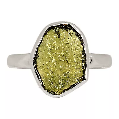 Natural Genuine Czech Moldavite 925 Sterling Silver Ring Jewelry S.8 ALLR-25633 • $33.99