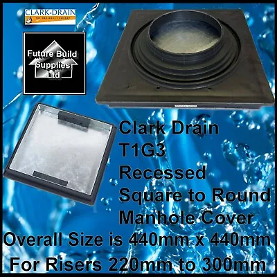 CLARK DRAIN T1G3 440MMx440MM RECESSED SQUARETOROUND BLOCK PAVING MANHOLE COVER  • £64.65