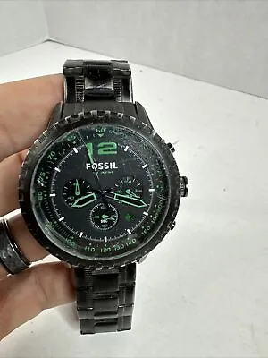 Fossil Watch CH-2572 Black Dial Bracelet Green Accents Read Description • $18.99