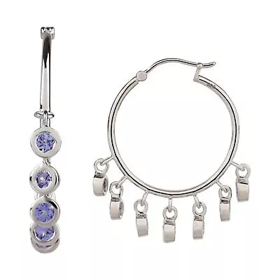 925 Sterling Silver Tanzanite Hoop Earrings • $66.76