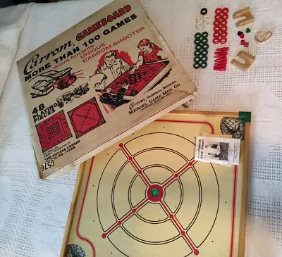 Vintage Large Wood Carrom Game Board No. 108RS With Original Box • $110