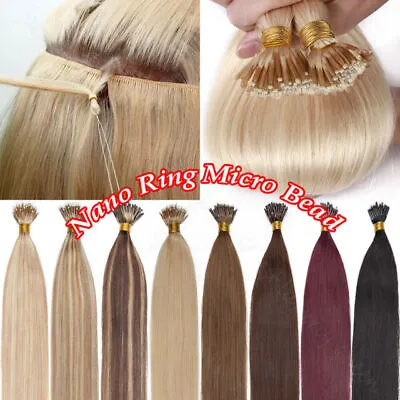 Nano Ring Micro Bead Russian/Indian Halo Remy Human Hair Extensions Double Drawn • £22