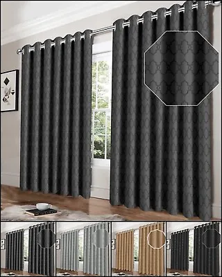 £30.99 • Buy Thermal Thick Blackout Curtains Ready Made Eyelet Ring Top Curtain Pair Tiebacks