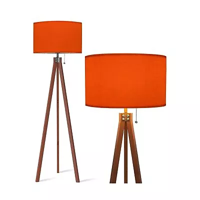 BAISTSAELER Wood Tripod Floor Lamp Orange Color For A Warm Colorful Modern St... • $131.31