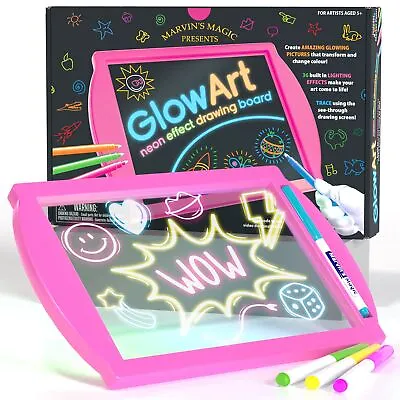 Marvin's Magic - Pink Glow Art - Kids Doodle Board - Neon Drawing Board • £19.99