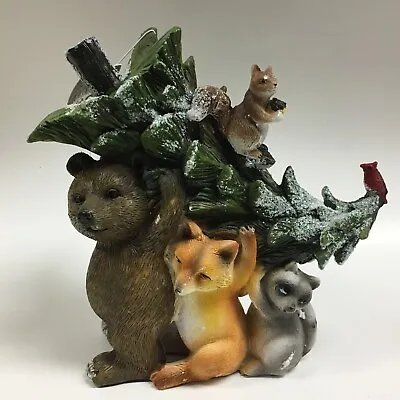 $14.99 • Buy Resin Forest Animal Bear Fox Christmas Statue Cute Woodland W4