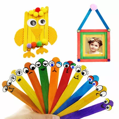 40/ 80/ 120 Pc Jumbo Craft Paddle Pop Sticks Rainbow Jumbo 15cm X 1.8cm 40pc • $7.89