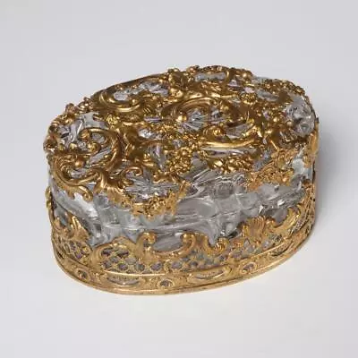 Baccarat Depose Art Nouveau Gold Gilt Brass Crystal Vanity Dresser Box 1900s • $350